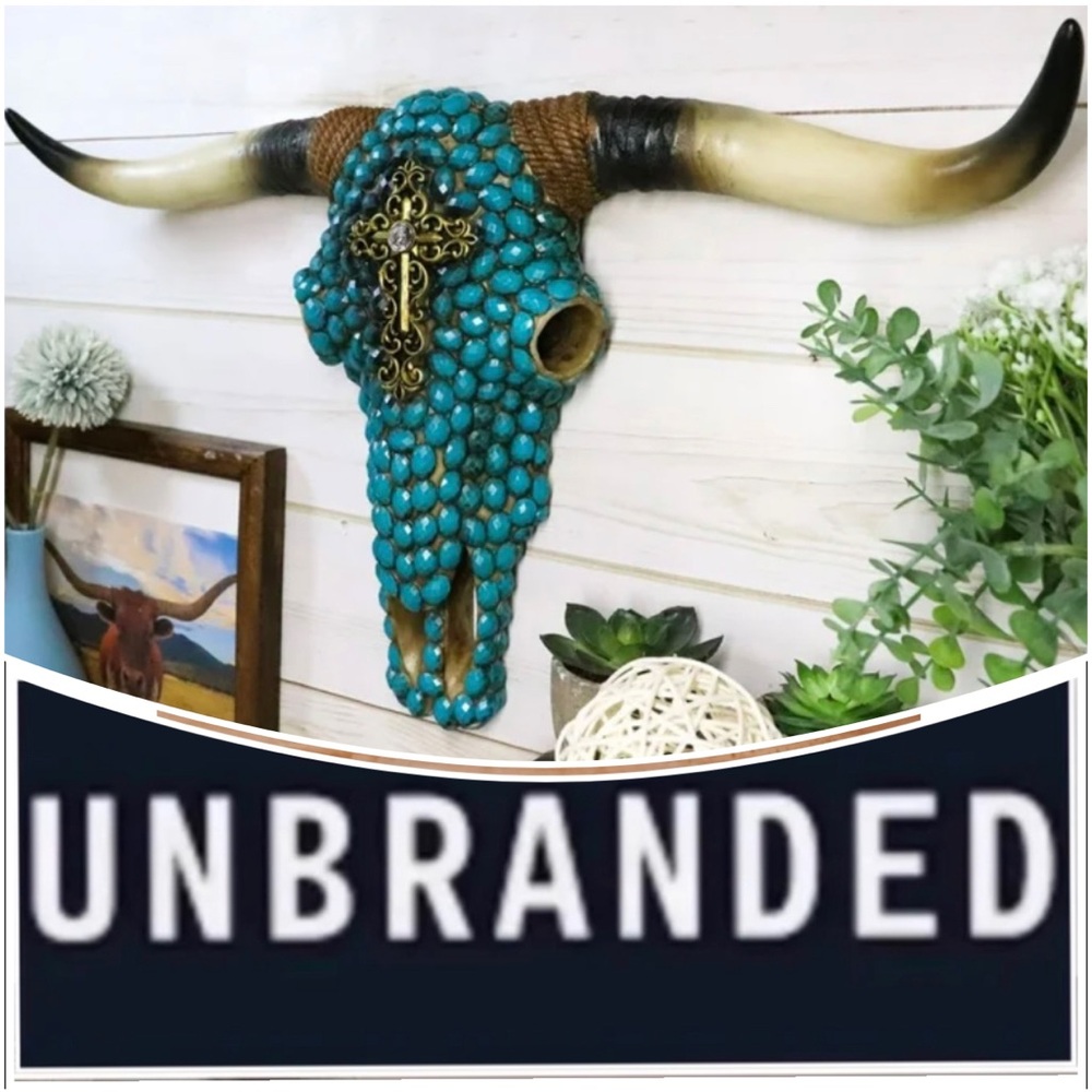 UNBRANDED Rustic Western Longhorn Bull Cow Skull Wall Decor